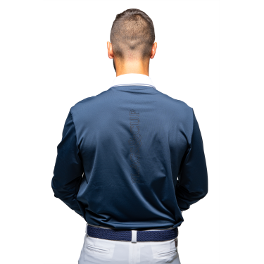 Wedstrijdpolo Flags & Cup heren Wako lange mouwen Marine Marineblauw