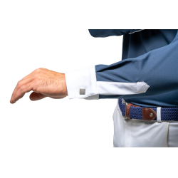 Wedstrijdpolo Flags & Cup heren Wako lange mouwen Marine Marineblauw