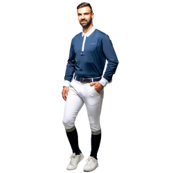 Wedstrijdpolo Flags & Cup heren Wako lange mouwen Marine Marineblauw