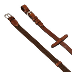 Rênes en nylon avec boucles en cuir Acavallo Cognac Marron