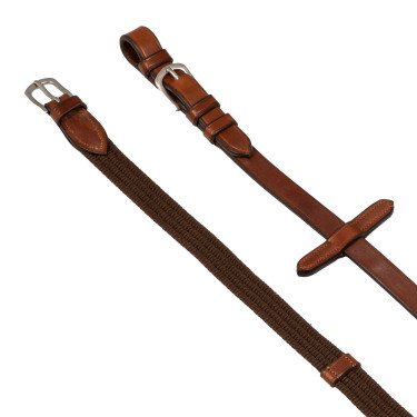 Rênes en nylon avec boucles en cuir Acavallo Cognac Marron