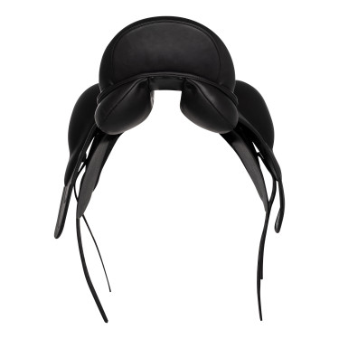 Dressuurzadel van gevoerd leer Equestro Zwart