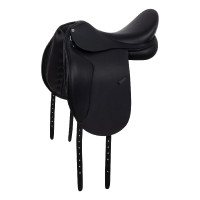 Dressuurzadel met afneembare kniewrongen Equestro Zwart