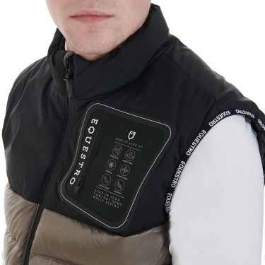 Gilet pour hommes en bi-matériau avec patch en silicone Equestro Noir / walnut