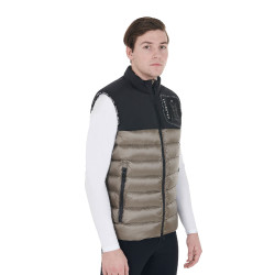 Gilet pour hommes en bi-matériau avec patch en silicone Equestro Noir / walnut
