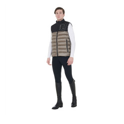 Herenbodywarmer in bimateriaal met siliconen patch Equestro Zwart / walnoot Herenbodywarmer in bimateriaal met siliconen patch Equestro Zwart / walnoot