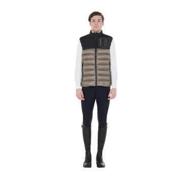 Gilet pour hommes en bi-matériau avec patch en silicone Equestro Noir / walnut