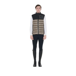 Herenbodywarmer in bimateriaal met siliconen patch Equestro Zwart / walnoot Herenbodywarmer in bimateriaal met siliconen patch Equestro Zwart / walnoot