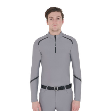 Polo d'entraînement manches longues pour homme coupe ajustée Equestro Polo d'entraînement manches longues pour homme coupe ajustée Equestro