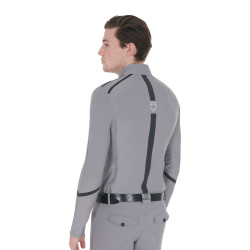 Polo d'entraînement manches longues pour homme coupe ajustée Equestro Gris givré Polo d'entraînement manches longues pour homme coupe ajustée Equestro Gris givré