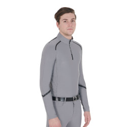 Polo d'entraînement manches longues pour homme coupe ajustée Equestro Gris givré Polo d'entraînement manches longues pour homme coupe ajustée Equestro Gris givré