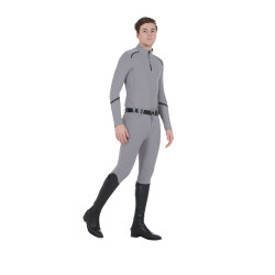 Polo d'entraînement manches longues pour homme coupe ajustée Equestro Gris givré Polo d'entraînement manches longues pour homme coupe ajustée Equestro Gris givré