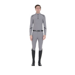 Polo d'entraînement manches longues pour homme coupe ajustée Equestro Gris givré Polo d'entraînement manches longues pour homme coupe ajustée Equestro Gris givré