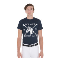T-shirt homme coupe ajustée imprimé équestre Equestro Marine Bleu marine T-shirt homme coupe ajustée imprimé équestre Equestro Marine Bleu marine