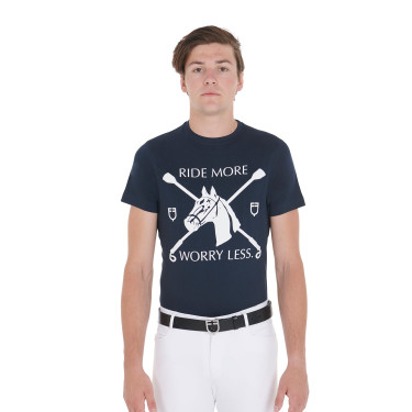 T-shirt homme coupe ajustée imprimé équestre Equestro Marine Bleu marine T-shirt homme coupe ajustée imprimé équestre Equestro Marine Bleu marine