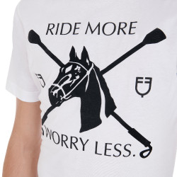 Heren T-shirt met aansluitende snit en paardenprint Equestro Wit