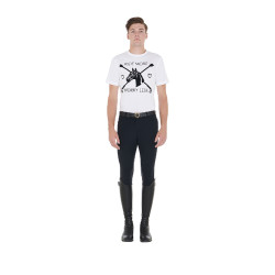 T-shirt homme coupe ajustée imprimé équestre Equestro Blanc T-shirt homme coupe ajustée imprimé équestre Equestro Blanc