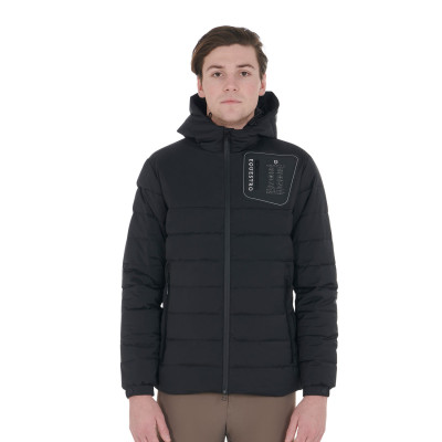 Doudoune en tissu stretch homme avec écusson en silicone Equestro Noir