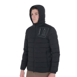 Doudoune en tissu stretch homme avec écusson en silicone Equestro Noir Doudoune en tissu stretch homme avec écusson en silicone Equestro Noir