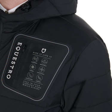 Heren stretchstof donsjas met siliconen embleem Equestro Heren stretchstof donsjas met siliconen embleem Equestro
