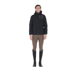 Doudoune en tissu stretch homme avec écusson en silicone Equestro Noir Doudoune en tissu stretch homme avec écusson en silicone Equestro Noir