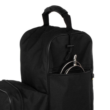 Tas voor laarzen en helm met geborduurd logo Equestro Zwart