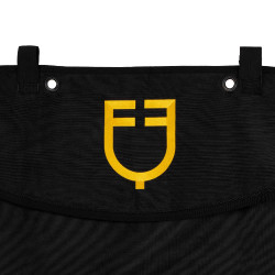 Tenture de box long avec logo brodé Equestro Noir Tenture de box long avec logo brodé Equestro Noir