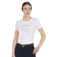 Slim fit dames-T-shirt springen met strass Equestro Wit