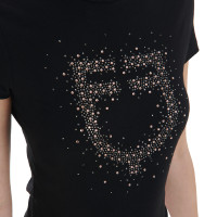 T-shirt femme slim fit rose avec strass Equestro Noir
