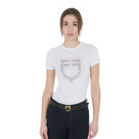 Slim fit dames-T-shirt roze met strass Equestro Wit