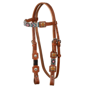 Hoofdstel met parelversieringen in Navajo-stijl Pool's Hoofdstel met parelversieringen in Navajo-stijl Pool's
