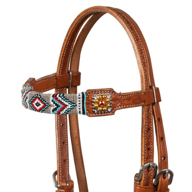 Hoofdstel met parelversieringen in Navajo-stijl Pool's Hoofdstel met parelversieringen in Navajo-stijl Pool's