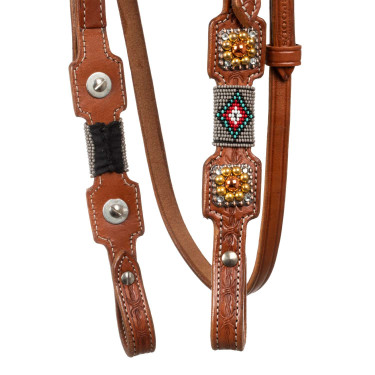 Hoofdstel met parelversieringen in Navajo-stijl Pool's Hoofdstel met parelversieringen in Navajo-stijl Pool's
