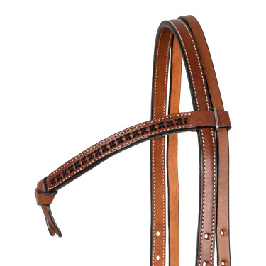 Western hoofdstel Futurity met gevlochten kopstuk Pool's Hazelnoot Western hoofdstel Futurity met gevlochten kopstuk Pool's Hazelnoot