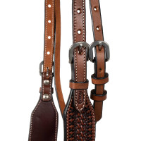 Bridon western Futurity avec frontal tressé Pool's Noisette Marron Bridon western Futurity avec frontal tressé Pool's Noisette Marron