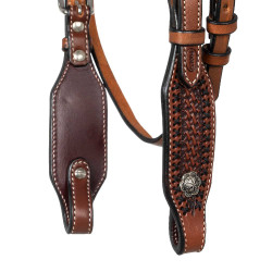 Bridon western Futurity avec frontal tressé Pool's Noisette Marron Bridon western Futurity avec frontal tressé Pool's Noisette Marron