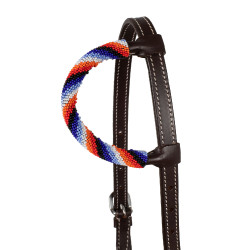 Western hoofdstel met een oor en parelborduurwerk Pool's Bruin