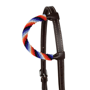 Western hoofdstel met een oor en parelborduurwerk Pool's Bruin