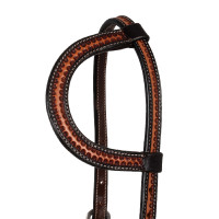 Western hoofdstel met een oor en slangenmotieven Pool's Donkerbruin Western hoofdstel met een oor en slangenmotieven Pool's Donkerbruin