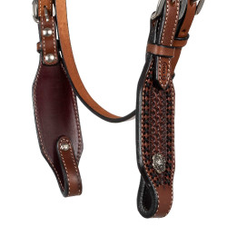 Bridon western avec large frontal Pool's Noisette Marron Bridon western avec large frontal Pool's Noisette Marron