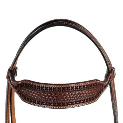 Bridon western avec large frontal Pool's Noisette Marron Bridon western avec large frontal Pool's Noisette Marron
