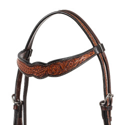 Têtière western avec décoration florale Pool's Marron foncé Têtière western avec décoration florale Pool's Marron foncé