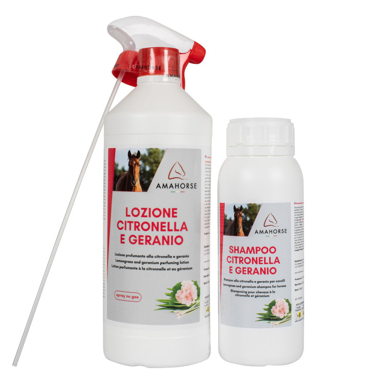 Kit lotion citronnelle & géranium 1L + shampooing citronnelle 500ml Umbria Equitazione Kit lotion citronnelle & géranium 1L + shampooing citronnelle 500ml Umbria Equitazione