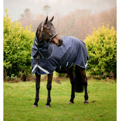 Couverture Horseware Rambo Duo Force 100g avec liners 100g et 300g 210D Marine / marine / blanc Bleu marine