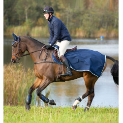 Waterdichte fleece paardendeken Horseware Rambo Marine / beige / blauw