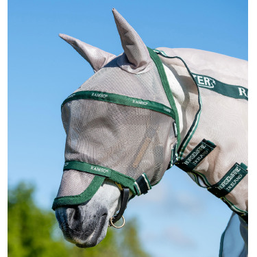 Masque anti-mouches Horseware Rambo Plus Beige / vert Masque anti-mouches Horseware Rambo Plus Beige / vert