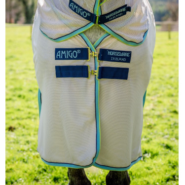 Horseware Amigo Bug Buster vliegendeken Wit krijt / marine / nevel