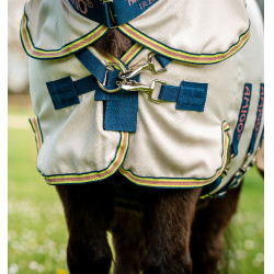 Couverture Horseware avec cou indéchirable Amigo pour mini Craie / marine / rose Blanc