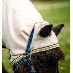 Couverture Horseware avec cou indéchirable Amigo pour mini Craie / marine / rose Blanc