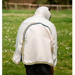 Couverture Horseware avec cou indéchirable Amigo pour mini Craie / marine / rose Blanc